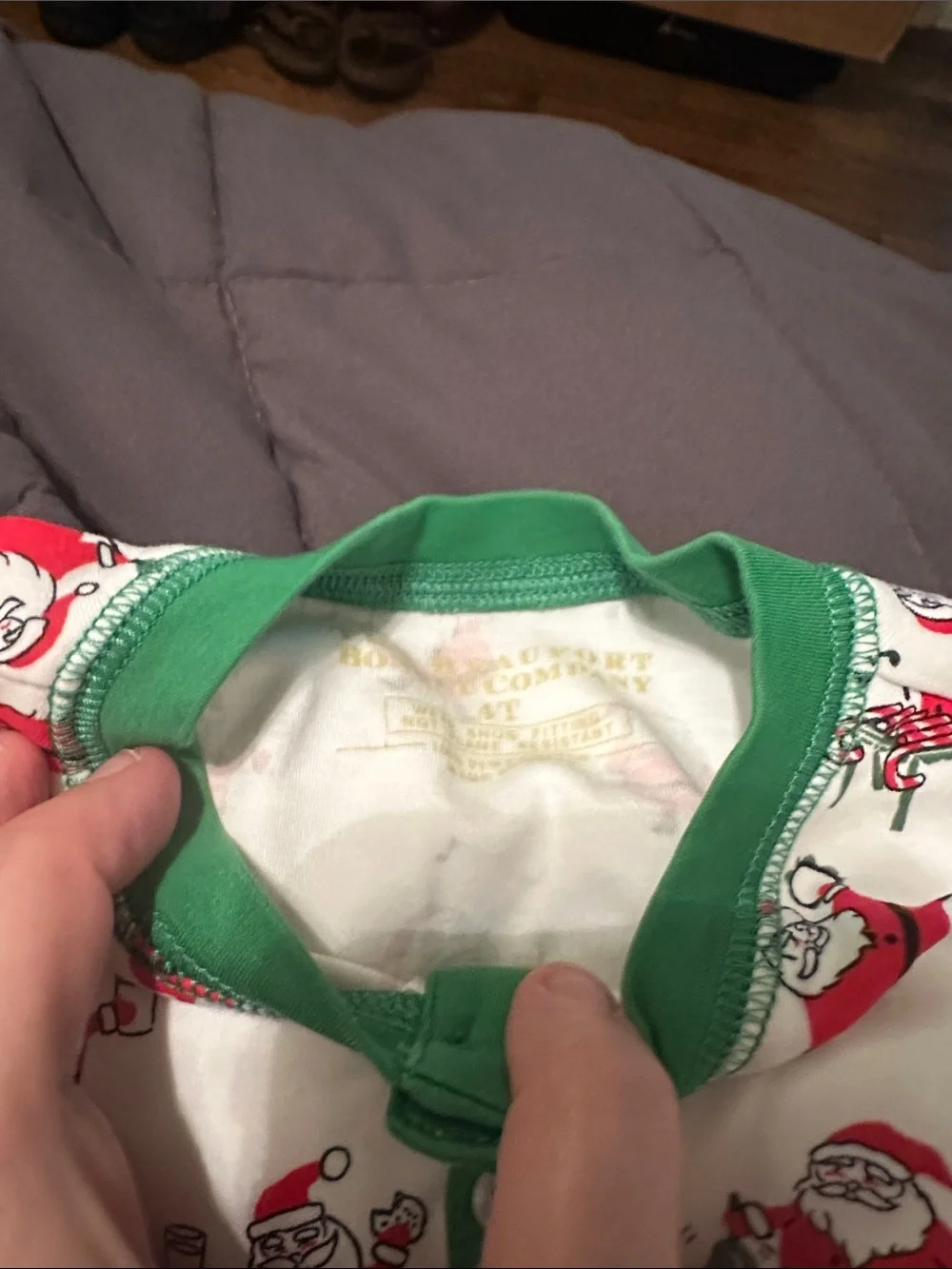 The Beaufort Bonnet company Santa sing along pj 4t White & Red with Green Trim